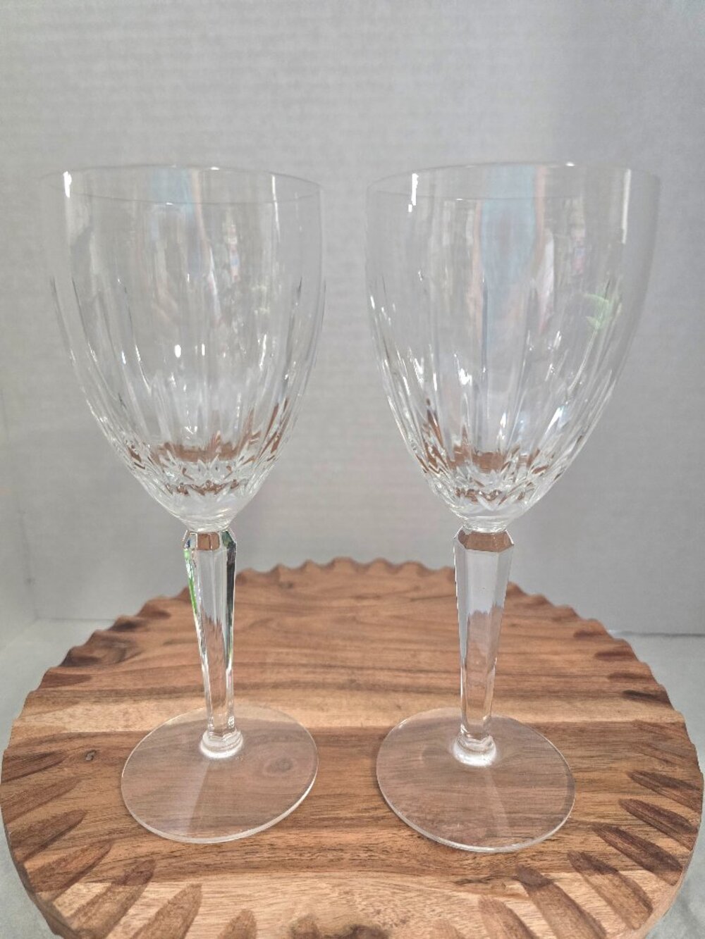 Set Of 2 Lenox Clarity Cut Clear No Trim Crystal Water Goblets 7 3/4" EUC